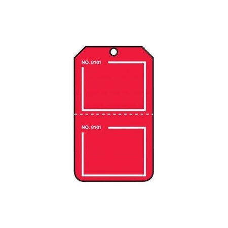 Accuform Safety Tags, Blank, Numbered, Perforated, Red, 5.75in x 3.25in, RP-Plastic, 25PK TPP223PTP
